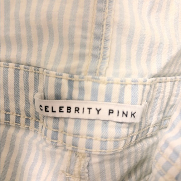 Celebrity Pink Women's Stripped Overalls Size Med Shorts - Picture 6 of 7